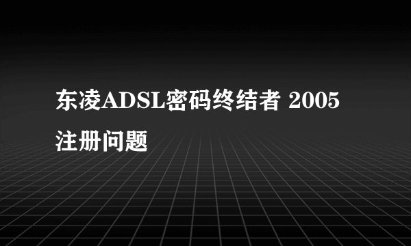 东凌ADSL密码终结者 2005 注册问题