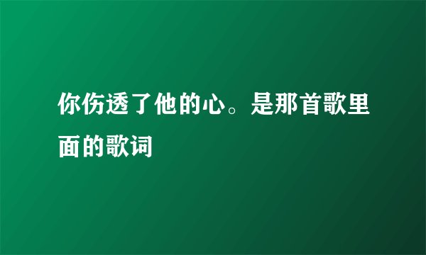 你伤透了他的心。是那首歌里面的歌词