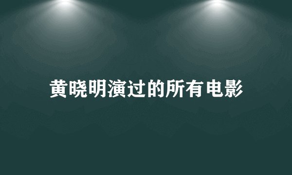 黄晓明演过的所有电影
