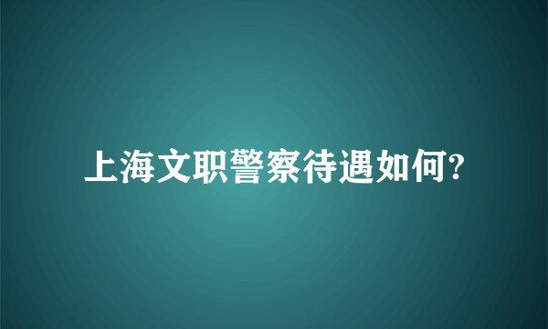 上海文职警察待遇如何?