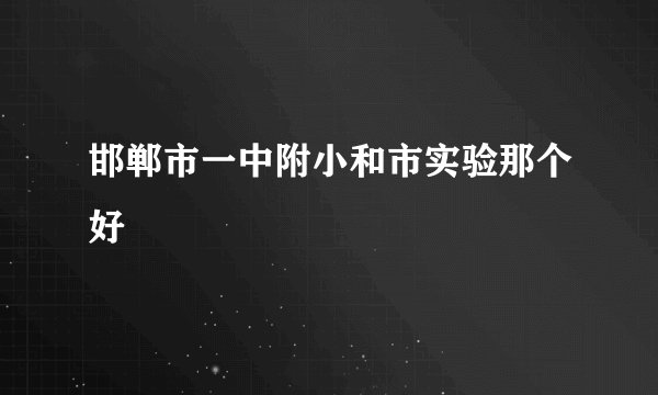邯郸市一中附小和市实验那个好