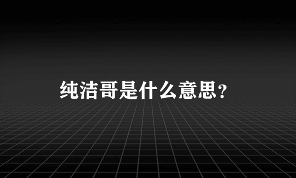 纯洁哥是什么意思？