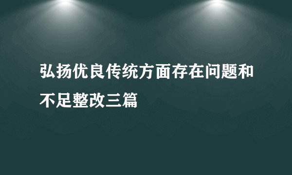 弘扬优良传统方面存在问题和不足整改三篇