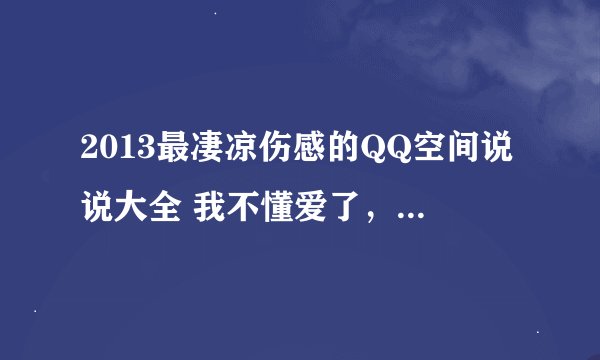2013最凄凉伤感的QQ空间说说大全 我不懂爱了，懂爱的人会累