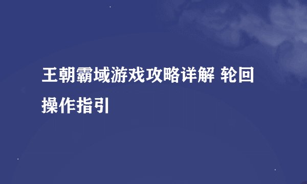 王朝霸域游戏攻略详解 轮回操作指引