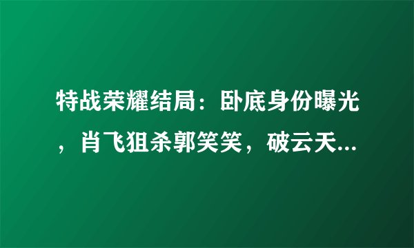 特战荣耀结局：卧底身份曝光，肖飞狙杀郭笑笑，破云天只剩一人