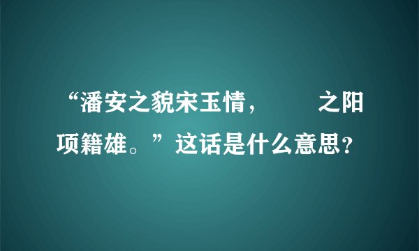 “潘安之貌宋玉情，嫪毐之阳项籍雄。”这话是什么意思？