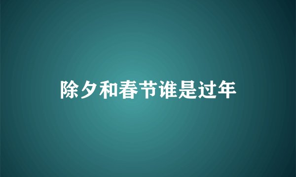 除夕和春节谁是过年