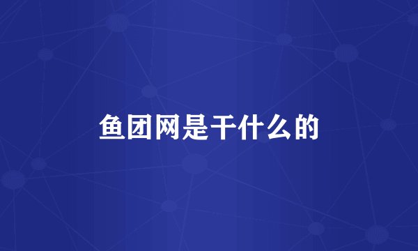 鱼团网是干什么的