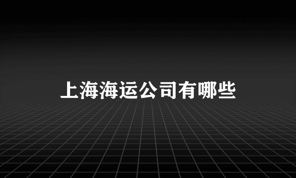 上海海运公司有哪些