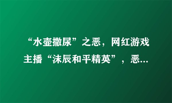 “水壶撒尿”之恶，网红游戏主播“沫辰和平精英”，恶在消解社会信任