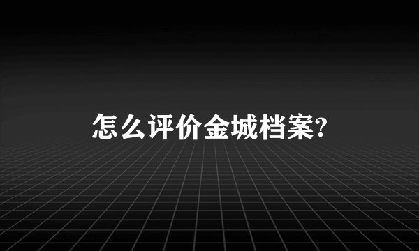 怎么评价金城档案?
