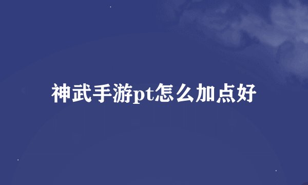 神武手游pt怎么加点好