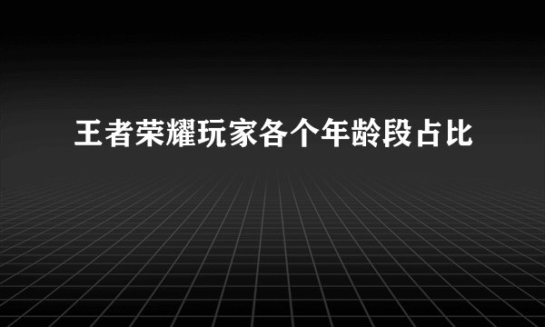 王者荣耀玩家各个年龄段占比