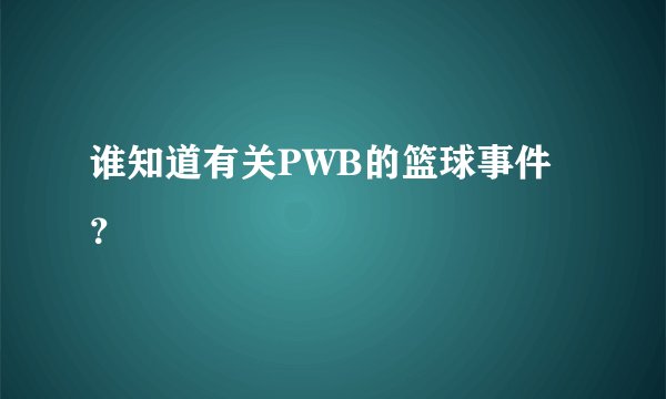 谁知道有关PWB的篮球事件？