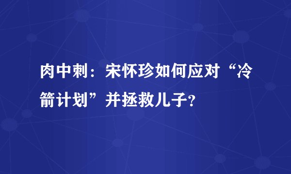 肉中刺：宋怀珍如何应对“冷箭计划”并拯救儿子？