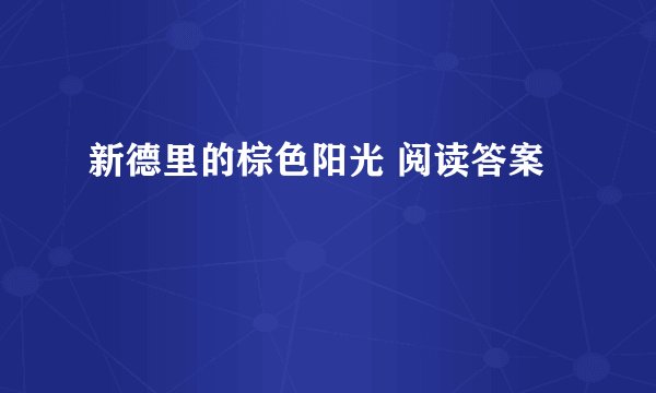 新德里的棕色阳光 阅读答案