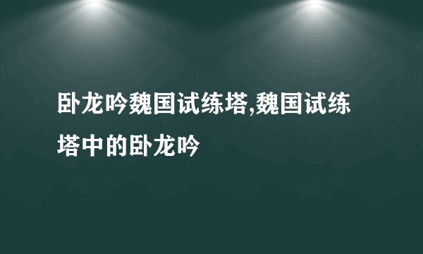 卧龙吟魏国试练塔,魏国试练塔中的卧龙吟