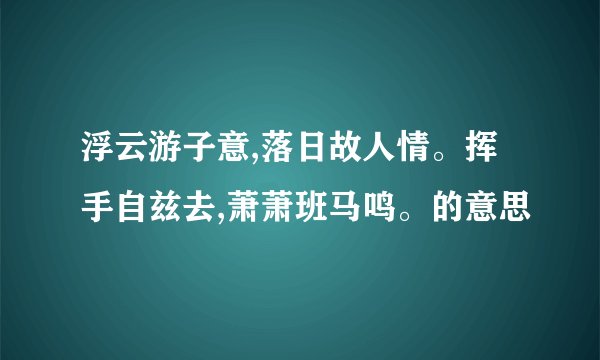 浮云游子意,落日故人情。挥手自兹去,萧萧班马鸣。的意思