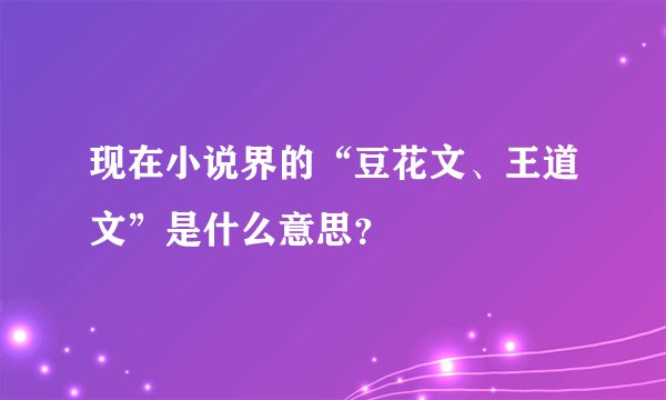 现在小说界的“豆花文、王道文”是什么意思？