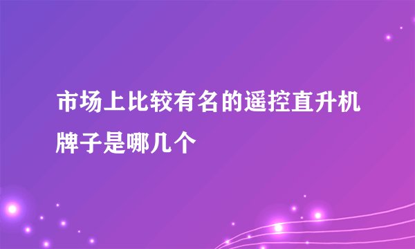 市场上比较有名的遥控直升机牌子是哪几个