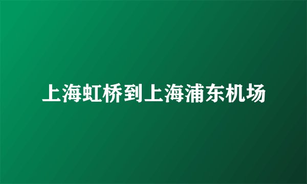 上海虹桥到上海浦东机场