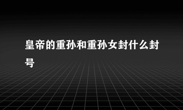 皇帝的重孙和重孙女封什么封号
