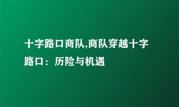 十字路口商队,商队穿越十字路口：历险与机遇