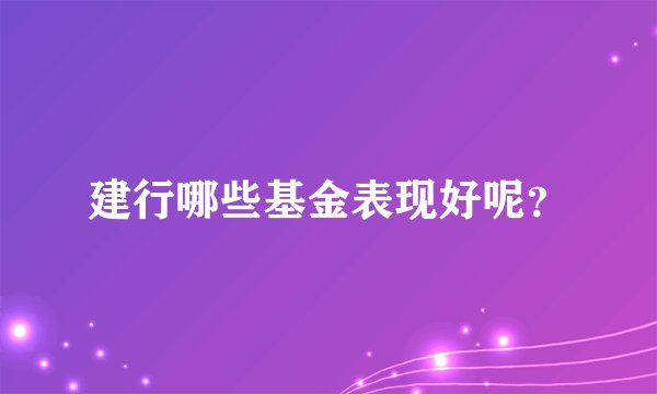 建行哪些基金表现好呢？