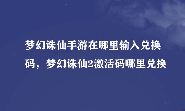 梦幻诛仙手游在哪里输入兑换码，梦幻诛仙2激活码哪里兑换