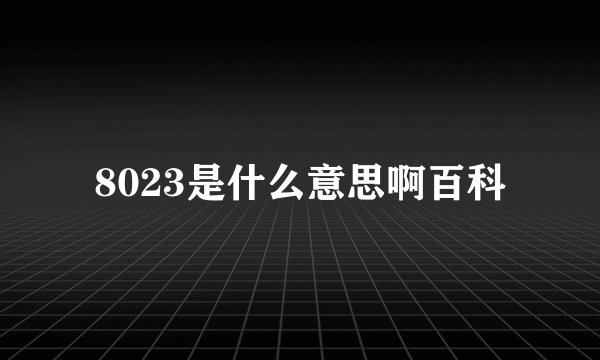 8023是什么意思啊百科