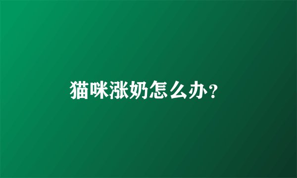 猫咪涨奶怎么办？