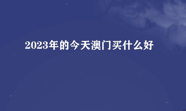 2023年的今天澳门买什么好