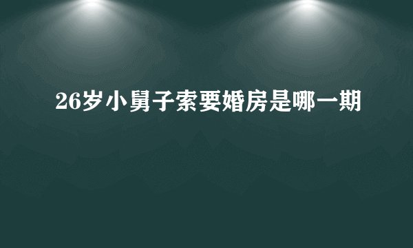 26岁小舅子索要婚房是哪一期