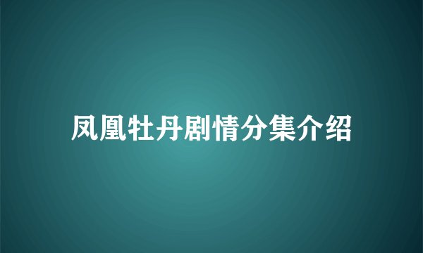 凤凰牡丹剧情分集介绍