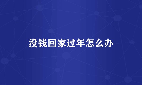 没钱回家过年怎么办