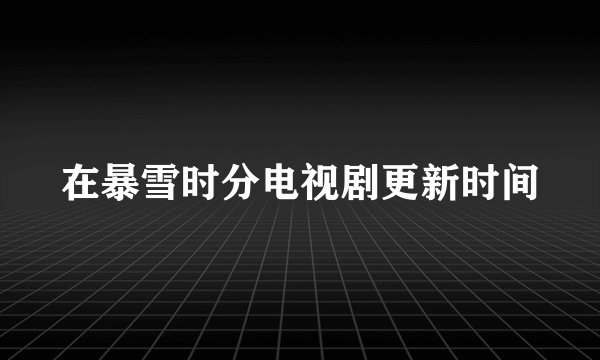在暴雪时分电视剧更新时间