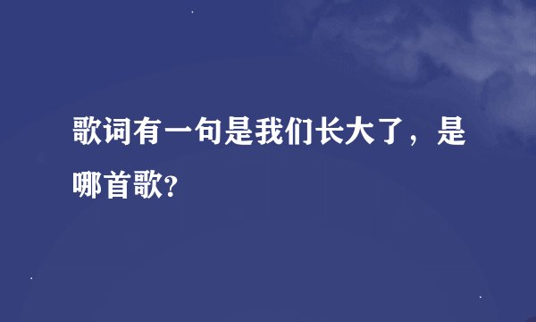 歌词有一句是我们长大了，是哪首歌？