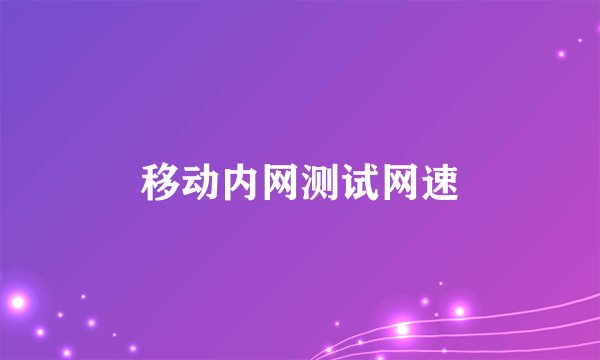 移动内网测试网速