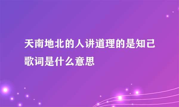 天南地北的人讲道理的是知己歌词是什么意思