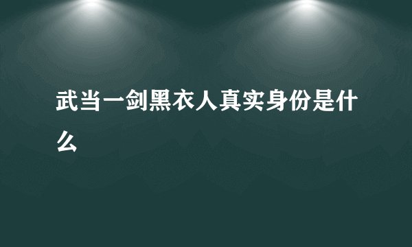 武当一剑黑衣人真实身份是什么