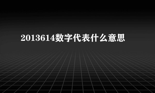 2013614数字代表什么意思