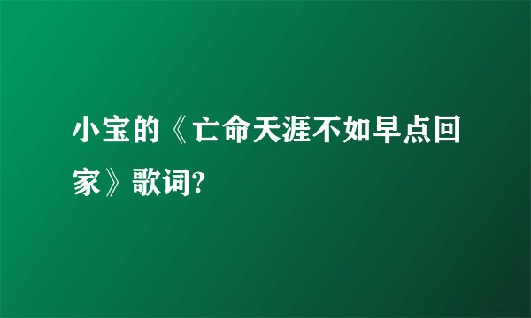 小宝的《亡命天涯不如早点回家》歌词?