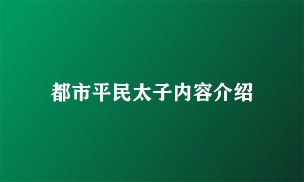 都市平民太子内容介绍