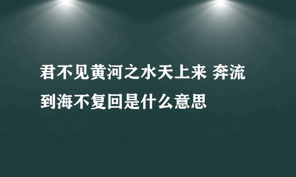 君不见黄河之水天上来 奔流到海不复回是什么意思