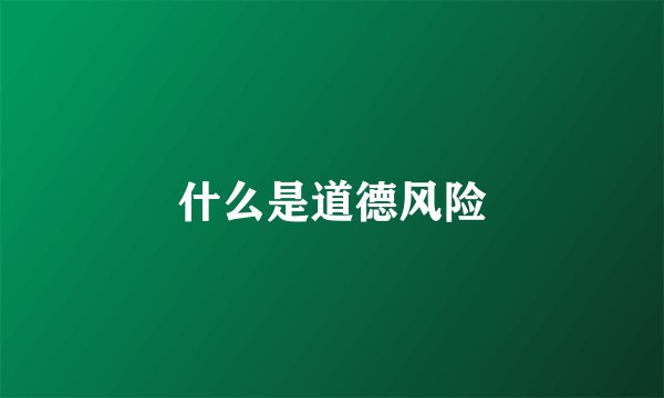 什么是道德风险