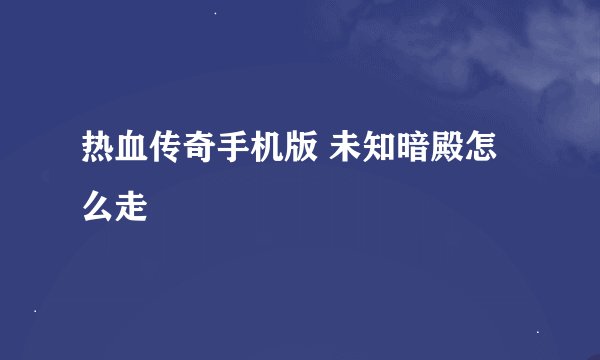 热血传奇手机版 未知暗殿怎么走