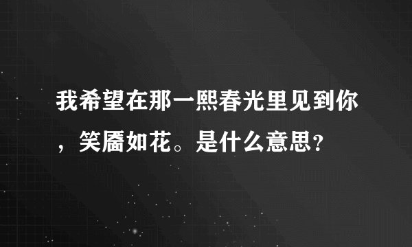 我希望在那一熙春光里见到你，笑靥如花。是什么意思？