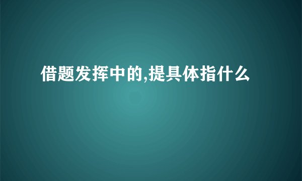 借题发挥中的,提具体指什么