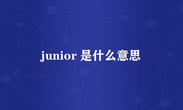 junior 是什么意思
